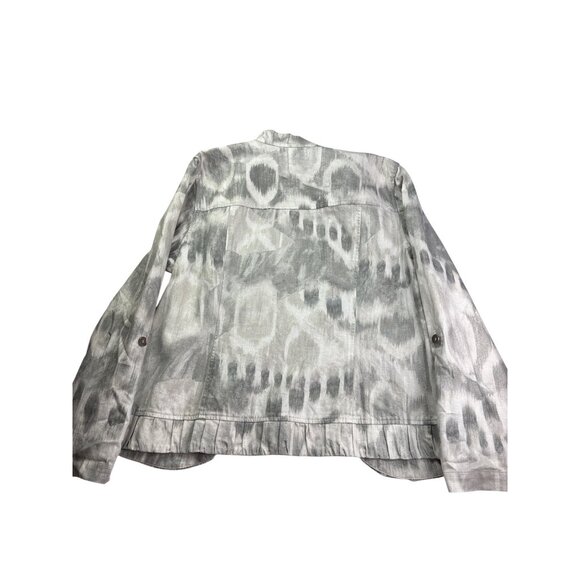 Chico's Womens Jacket Gray White Silver Patterned Open Front Size 2 (US L) New - Picture 4 of 7